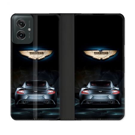 Housse cuir portefeuille Pour Motorola G55 5G Aston Martin