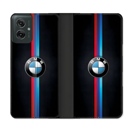 Housse cuir portefeuille Pour Motorola G55 5G BMW Logo