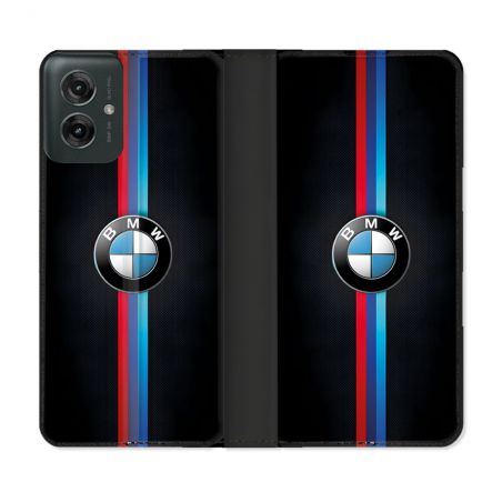 Housse cuir portefeuille Pour Motorola G55 5G BMW Logo