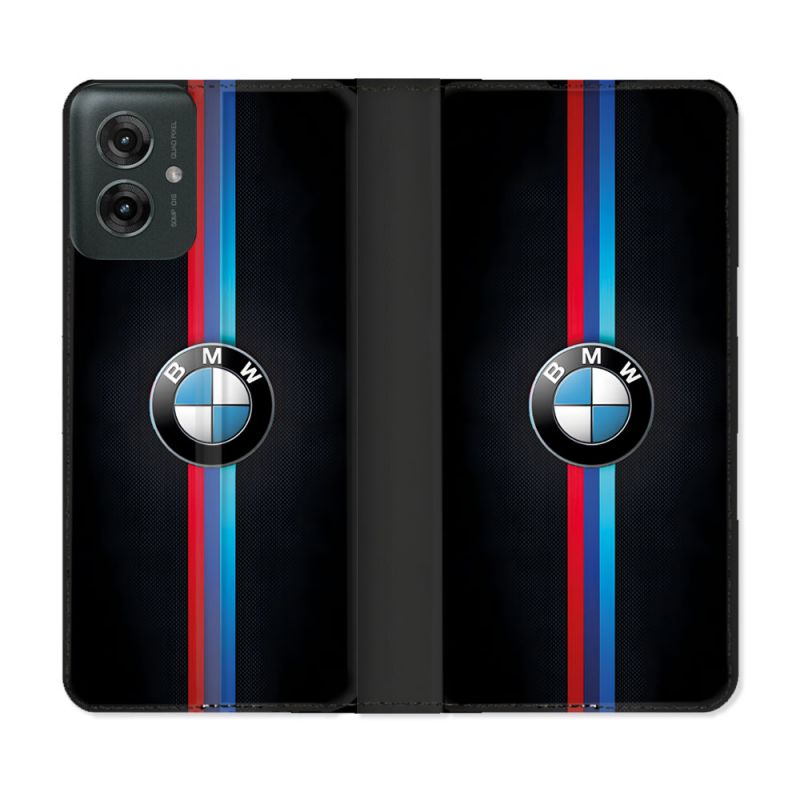 Housse cuir portefeuille Pour Motorola G55 5G BMW Logo