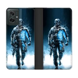Housse cuir portefeuille Pour Motorola G55 5G Call Of Duty Guerrier