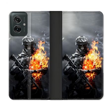 Housse cuir portefeuille Pour Motorola G55 5G Call Of Duty Squelette