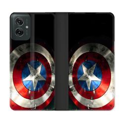 Housse cuir portefeuille Pour Motorola G55 5G Captain America Bouclier