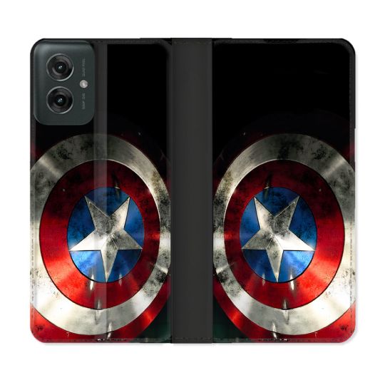 Housse cuir portefeuille Pour Motorola G55 5G Captain America Bouclier