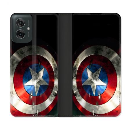 Housse cuir portefeuille Pour Motorola G55 5G Captain America Bouclier