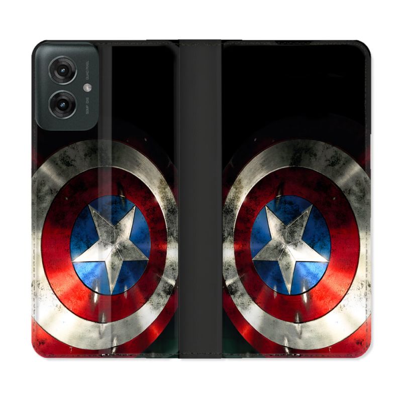 Housse cuir portefeuille Pour Motorola G55 5G Captain America Bouclier
