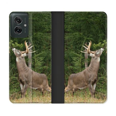 Housse cuir portefeuille Pour Motorola G55 5G Chasse Cerf