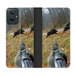 Housse cuir portefeuille Pour Motorola G55 5G Chasse Vision Tir