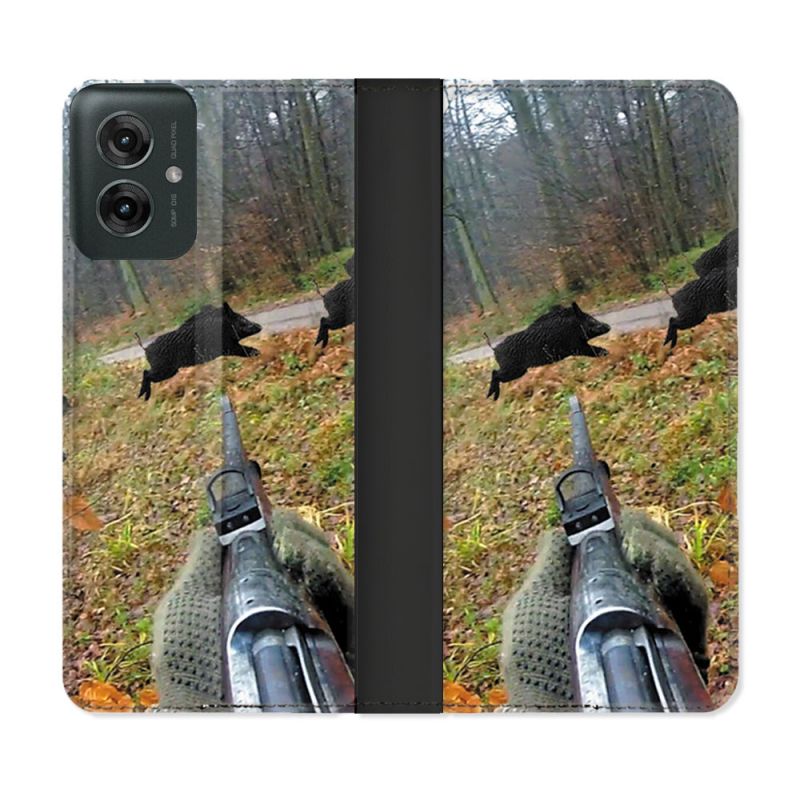 Housse cuir portefeuille Pour Motorola G55 5G Chasse Vision Tir