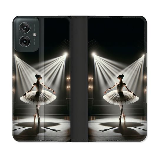 Housse cuir portefeuille Pour Motorola G55 5G Danseuse Lumière