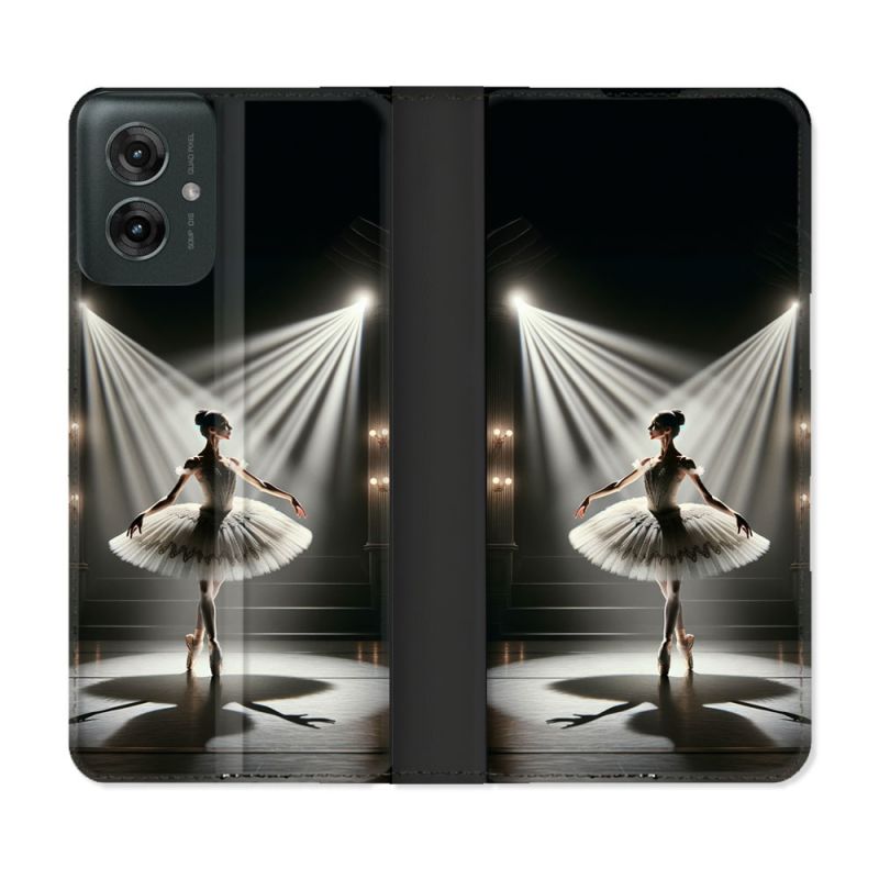 Housse cuir portefeuille Pour Motorola G55 5G Danseuse Lumière