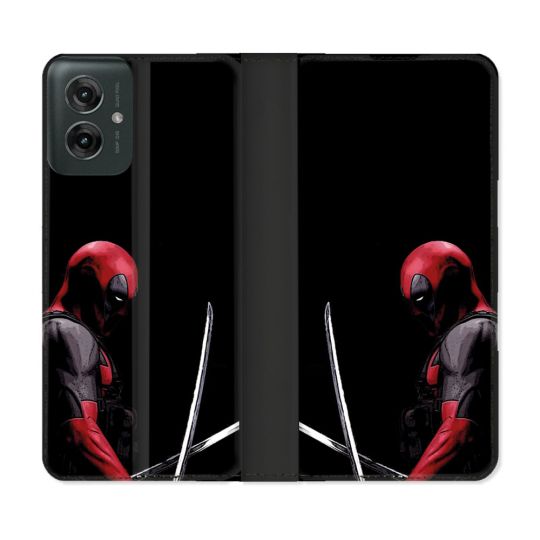 Housse cuir portefeuille Pour Motorola G55 5G Deadpool Epee