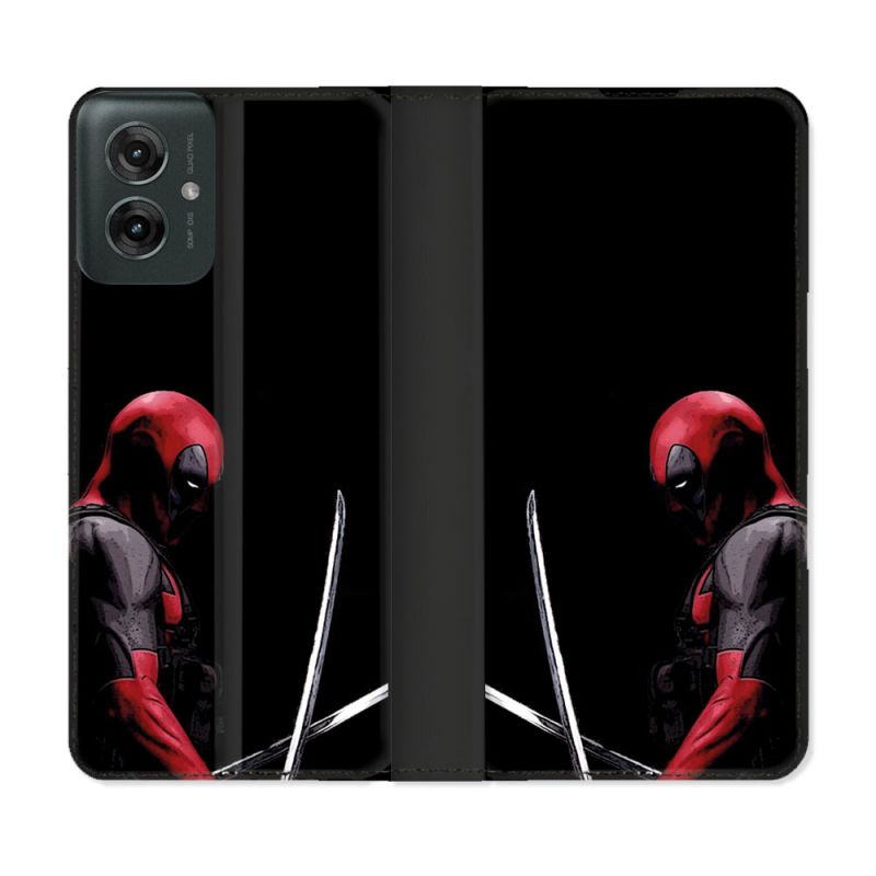 Housse cuir portefeuille Pour Motorola G55 5G Deadpool Epee