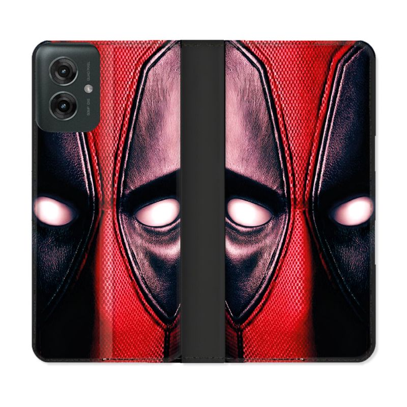 Housse cuir portefeuille Pour Motorola G55 5G Deadpool Yeux