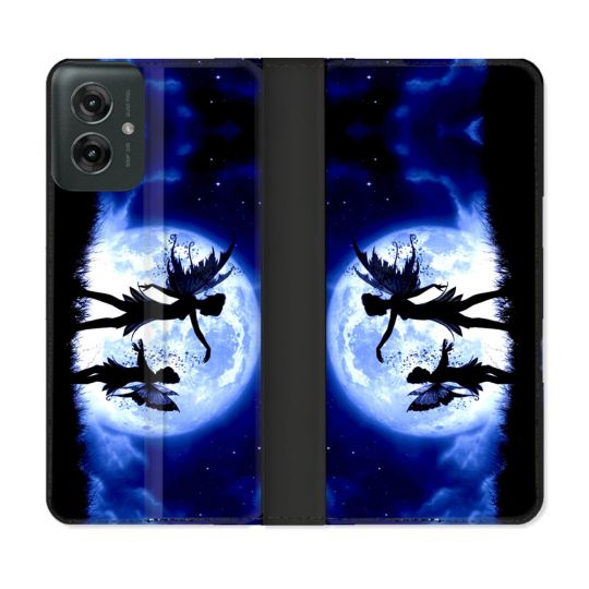Housse cuir portefeuille Pour Motorola G55 5G Fantastique Fee Lune