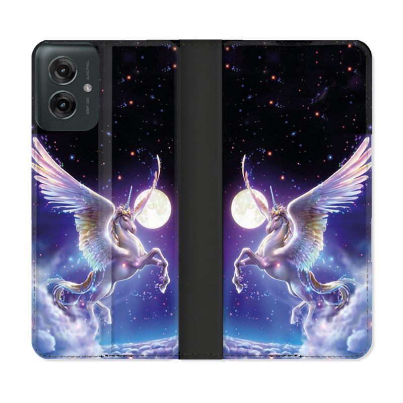 Housse cuir portefeuille Pour Motorola G55 5G Fantastique Licorne Céleste