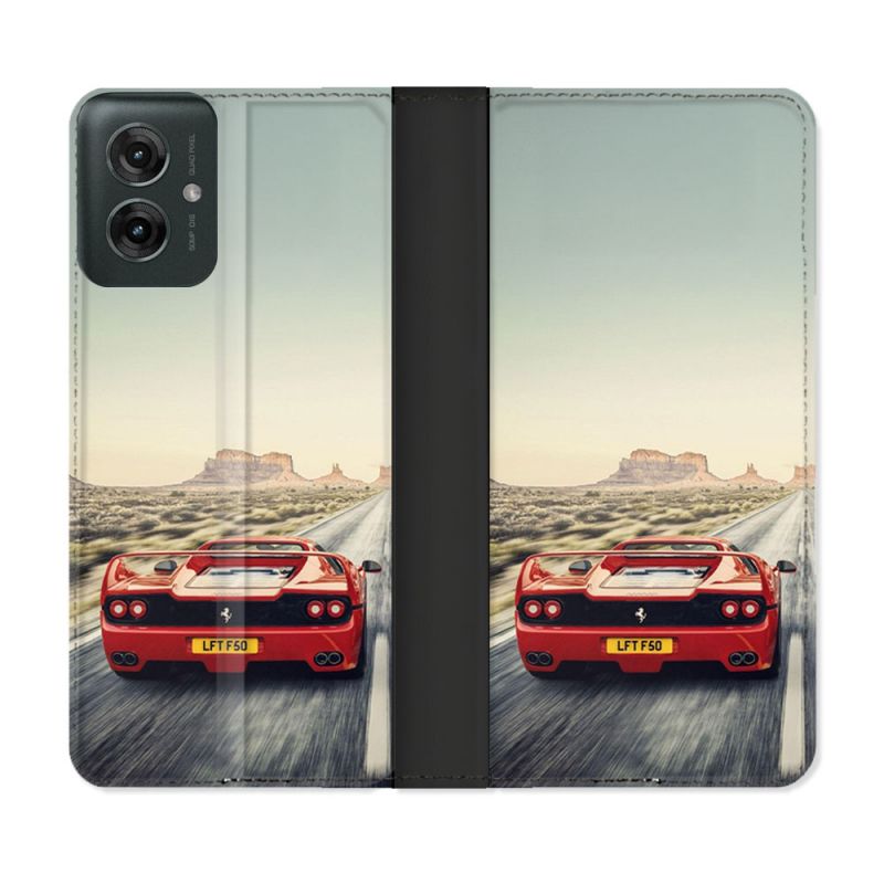 Housse cuir portefeuille Pour Motorola G55 5G Ferrari F50