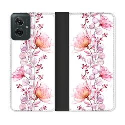Housse cuir portefeuille Pour Motorola G55 5G Fleur Eclosion