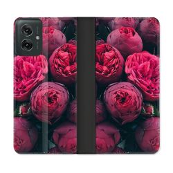 Housse cuir portefeuille Pour Motorola G55 5G Fleur Pivoine