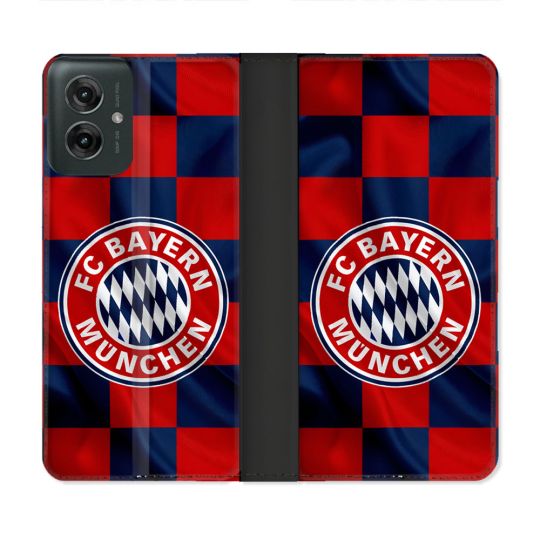 Housse cuir portefeuille Pour Motorola G55 5G Foot Bayern Munich Carreaux