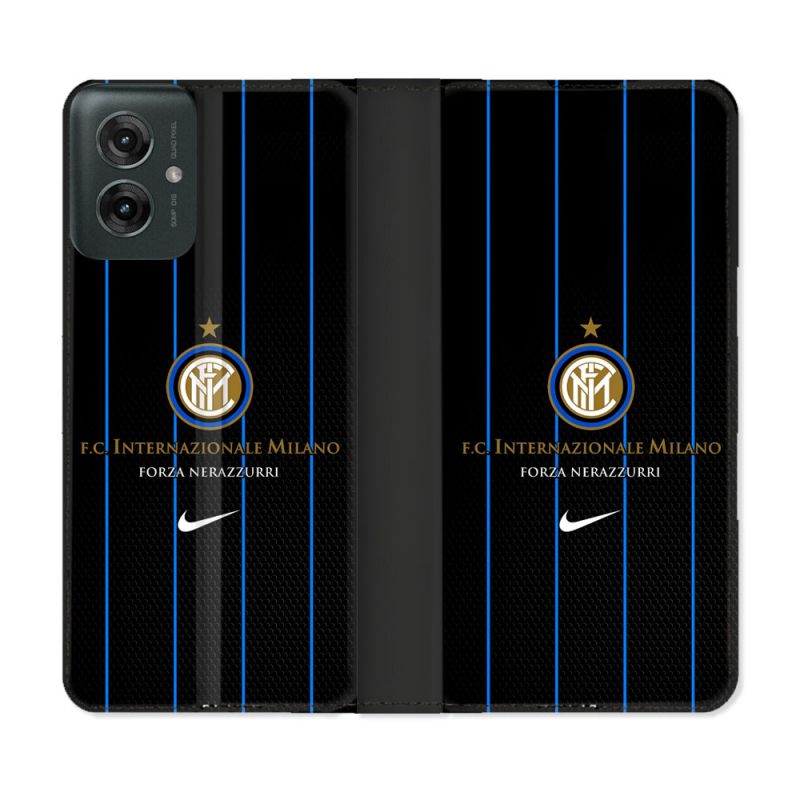 Housse cuir portefeuille Pour Motorola G55 5G Foot Inter Milan