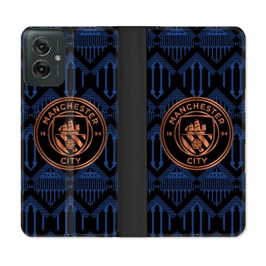 Housse cuir portefeuille Pour Motorola G55 5G Foot Manchester City