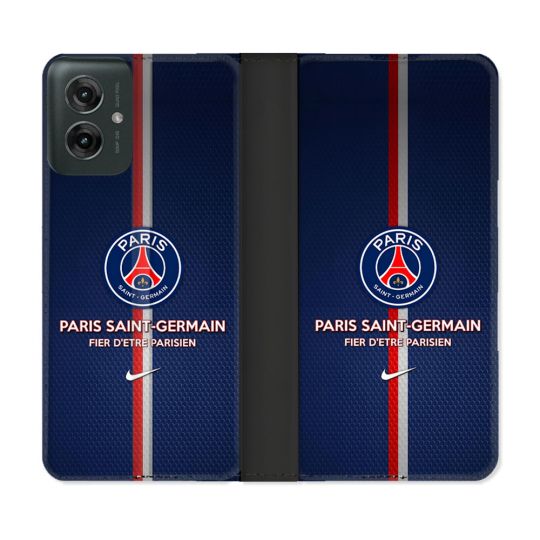 Housse cuir portefeuille Pour Motorola G55 5G Foot PSG Fier