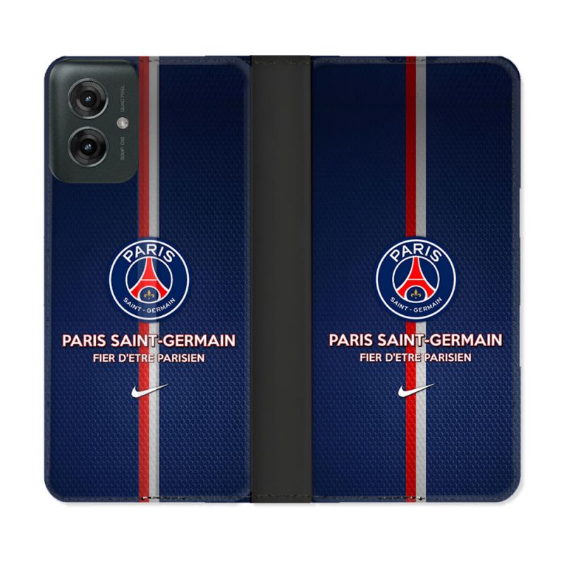 Housse cuir portefeuille Pour Motorola G55 5G Foot PSG Fier