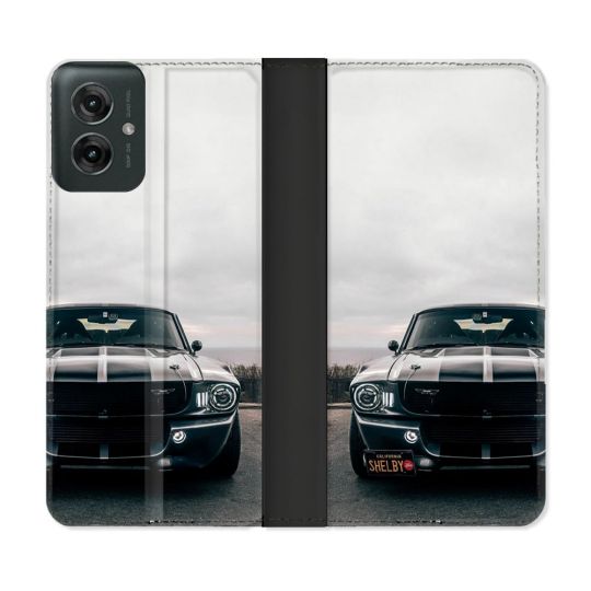 Housse cuir portefeuille Pour Motorola G55 5G Ford Mustang GT500 Vintage