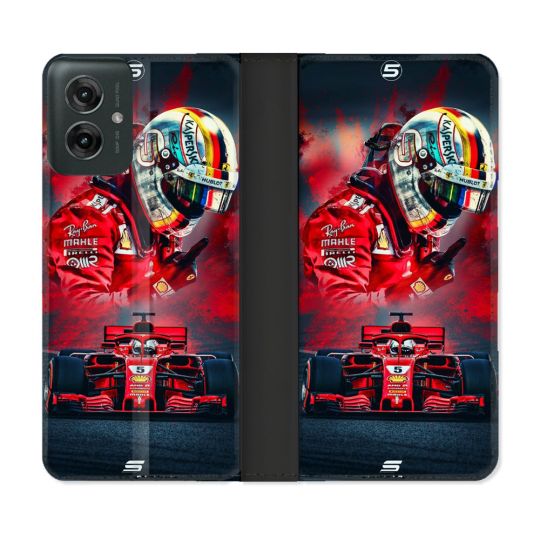 Housse cuir portefeuille Pour Motorola G55 5G Formule 1 F1 Ferrari