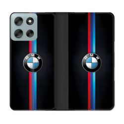 Housse cuir portefeuille Pour Motorola G56 5G BMW Logo