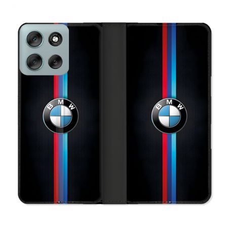 Housse cuir portefeuille Pour Motorola G56 5G BMW Logo