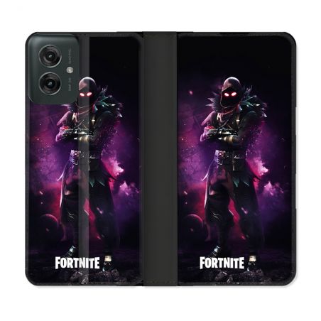 Housse cuir portefeuille Pour Motorola G55 5G Fortnite Raven
