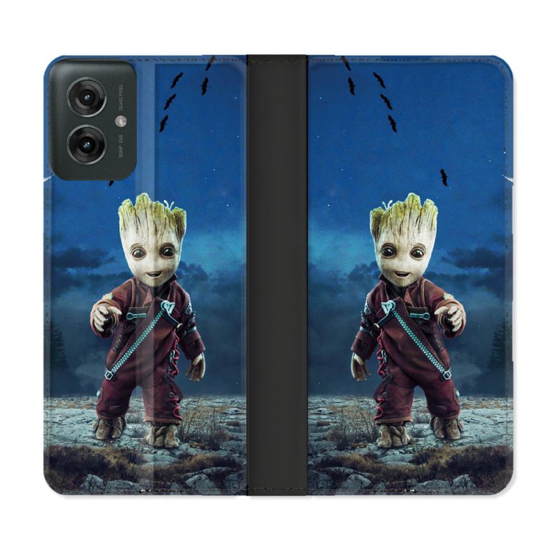 Housse cuir portefeuille Pour Motorola G55 5G Groot Bleu