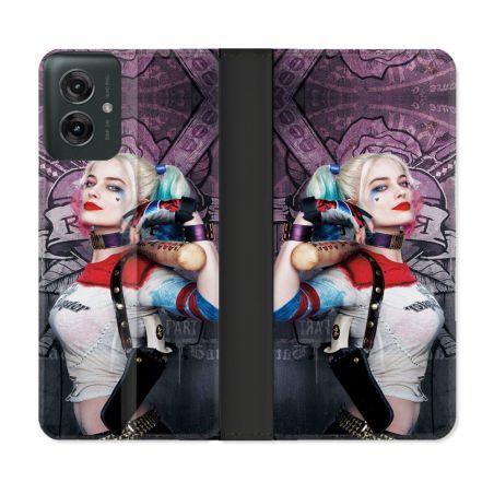 Housse cuir portefeuille Pour Motorola G55 5G Harley Quinn Batte