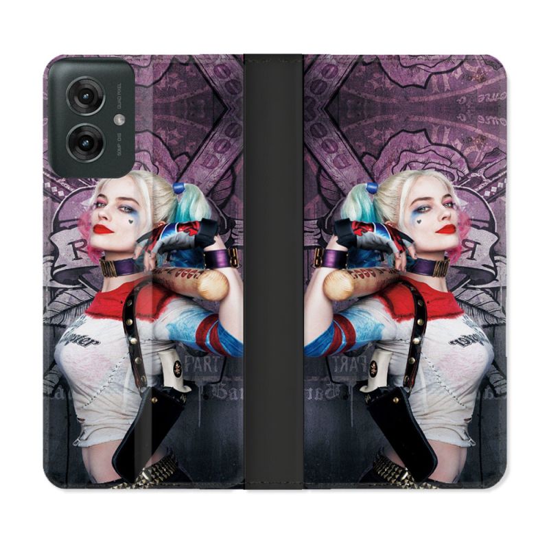 Housse cuir portefeuille Pour Motorola G55 5G Harley Quinn Batte