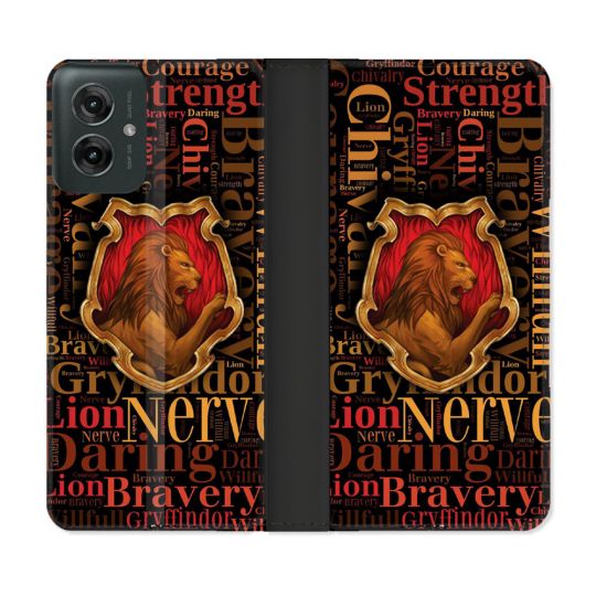 Housse cuir portefeuille Pour Motorola G55 5G Harry Potter Griffondor