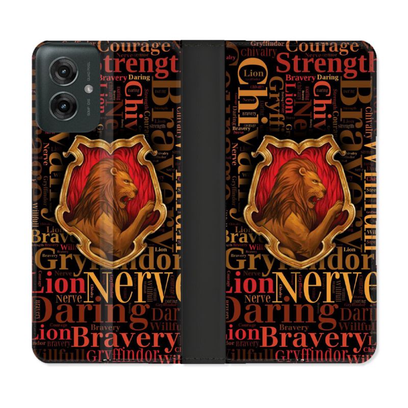 Housse cuir portefeuille Pour Motorola G55 5G Harry Potter Griffondor