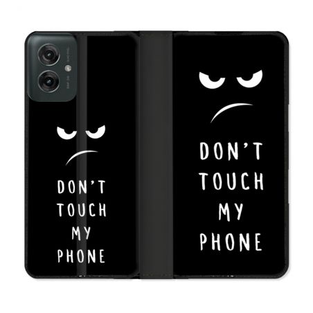 Housse cuir portefeuille Pour Motorola G55 5G Humour Don't Touch