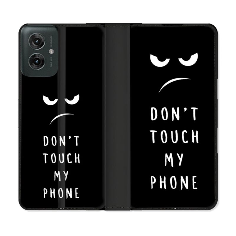 Housse cuir portefeuille Pour Motorola G55 5G Humour Don't Touch