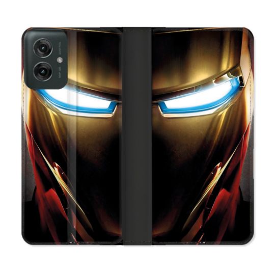 Housse cuir portefeuille Pour Motorola G55 5G Iron Man Casque