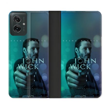 Housse cuir portefeuille Pour Motorola G55 5G John Wick