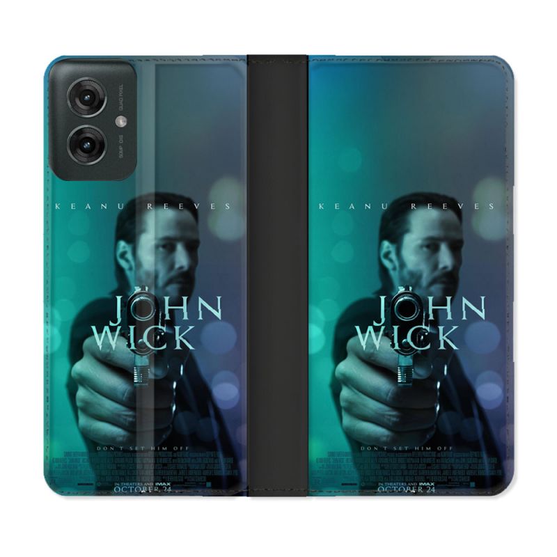 Housse cuir portefeuille Pour Motorola G55 5G John Wick