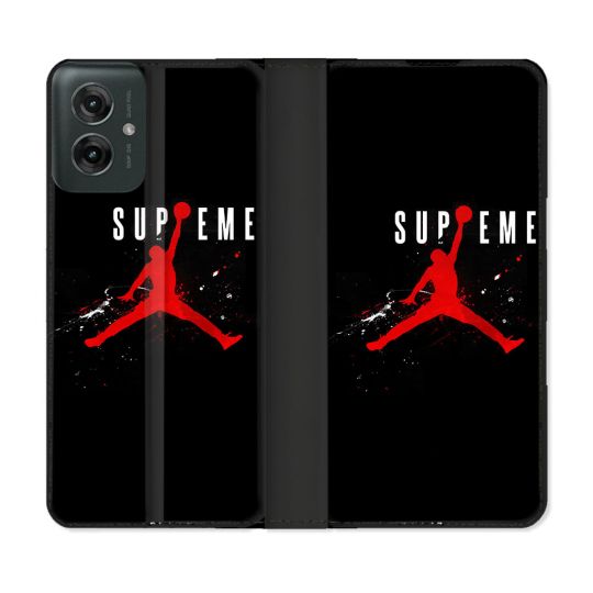 Housse cuir portefeuille Pour Motorola G55 5G Jordan Supreme Noir