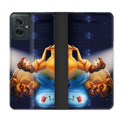 Housse cuir portefeuille Pour Motorola G55 5G La Belle et La Bête