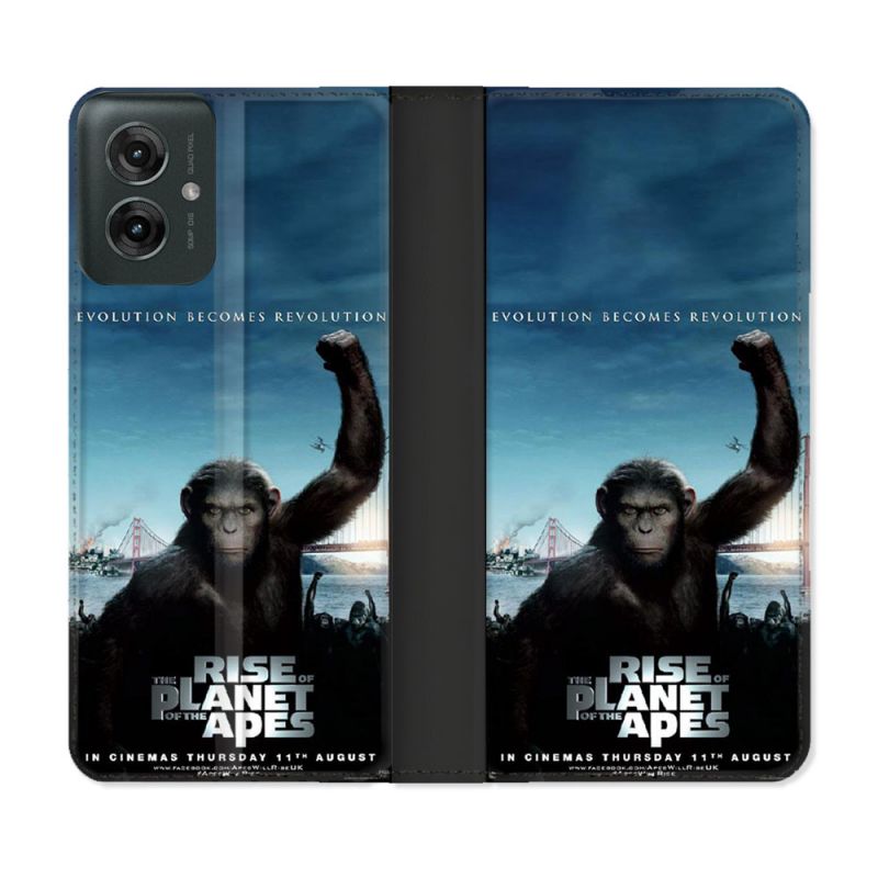 Housse cuir portefeuille Pour Motorola G55 5G La Planete Des Singes