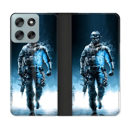 Housse cuir portefeuille Pour Motorola G56 5G Call Of Duty Guerrier