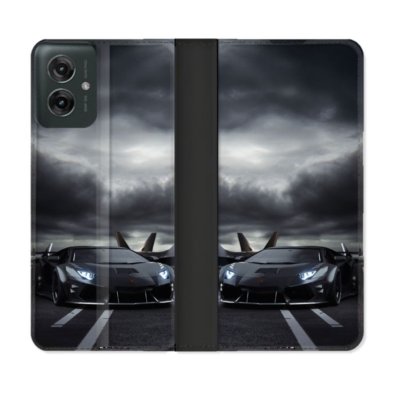 Housse cuir portefeuille Pour Motorola G55 5G Lamborghini Avion