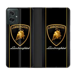 Housse cuir portefeuille Pour Motorola G55 5G Lamborghini Carbone
