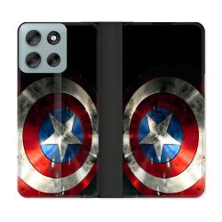Housse cuir portefeuille Pour Motorola G56 5G Captain America Bouclier